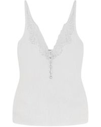 Self-Portrait - Viscose Top With Lace Inserts - Lyst