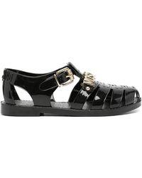 Moschino - Sandals With Logo Plaque - Lyst