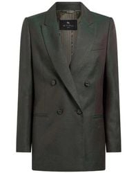 Etro - Double-Breasted Wool Jacquard Jacket With Paisley Motif - Lyst