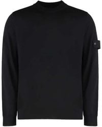 Stone Island - Virgin Wool Sweater With Logo Patch - Lyst