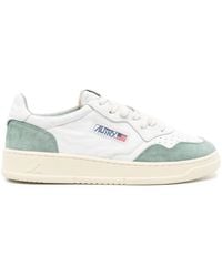 Autry - Medalist Low Sneakers In Green Suede And White Leather - Lyst