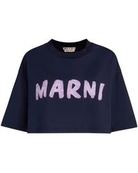 Marni - T-Shirt Crop Con Stampa - Lyst