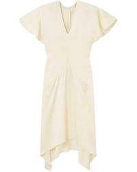 Stella McCartney - V-Neck Short-Sleeve Satin Midi Dress - Lyst