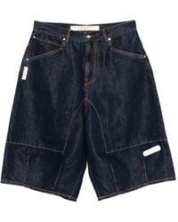 PDF - Denim Shorts With Contrasting Stitching - Lyst