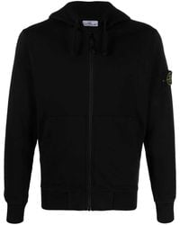 Stone Island - Zip-Up Hoodie With Brand Logo Patch - Lyst