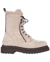 Brunello Cucinelli - Suede Boots With Shiny Loop Detail - Lyst