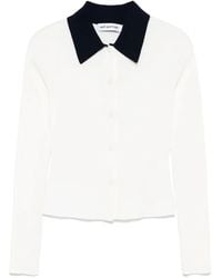 Self-Portrait - Cream Merino Wool Cardigan - Lyst