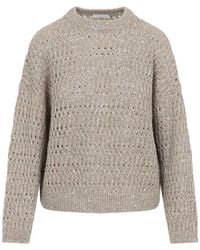 Brunello Cucinelli - Linen Crewneck Sweater - Lyst