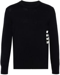 Thom Browne - Cotton Ribbed Knit Sweater With 4-Bar Stripe - Lyst