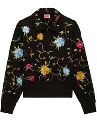 KENZO - Wildflower' Embroidered Half-Zip Cotton Sweatshirt - Lyst