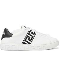 Versace - Greca Motif Calf Leather Sneakers - Lyst