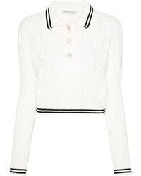 Alessandra Rich - Cable Knit Polo Sweater - Lyst