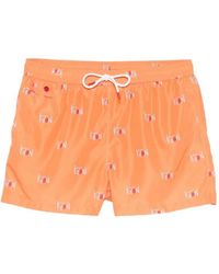 Kiton - Swim Trunks With Drawstring And Logo - Lyst