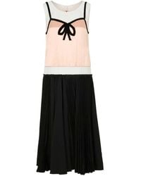 Marni - Pleated Midi Dress With Bow - Lyst