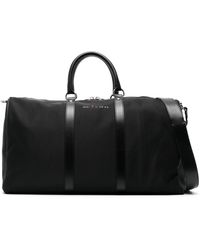 Kiton - Nylon And Leather Duffle Bag With Logo Print - Lyst