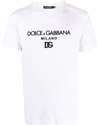 Dolce & Gabbana - T-Shirt A Maniche Corte Con Logo Ricamato - Lyst