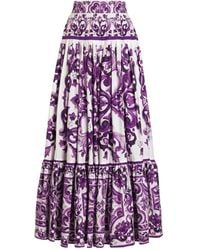 Dolce & Gabbana - Cotton Skirt With "Majolica" Print - Lyst