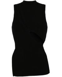 The Attico - Cropped Ribbed Knit Tank Top - Lyst