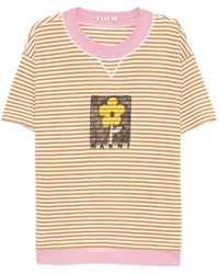 Marni - Striped T-Shirt With Floral Print - Lyst