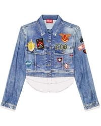 DIESEL - Satin Cropped Shirt With Trompe-L'Oeil Print - Lyst