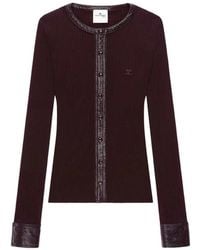 Courreges - Ribbed Cardigan With Vinyl Trim - Lyst