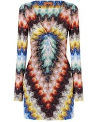Missoni - Metallic Crochet Mini Dress - Lyst
