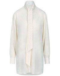 Victoria Beckham - Pleated Blouse With Scarf Detail - Lyst