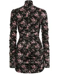 Dolce & Gabbana - Vintage Rose-Print Draped Dress - Lyst