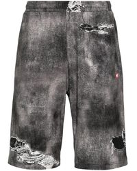 DIESEL - P-Ston-Jersey Shorts With Denim Print - Lyst