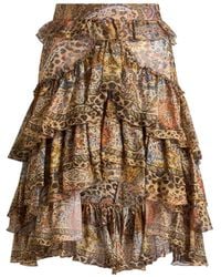 Etro - Ruffled Paisley Skirt - Lyst