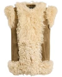 Etro - Shearling Vest With Peacock Embroidery - Lyst