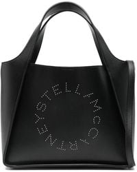 Stella McCartney - Leather Tote Bag With Logo Detail - Lyst