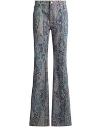 Etro - Flared Denim Jeans With A Floral Paisley Motif - Lyst