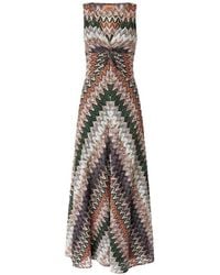 Missoni - Long Dress With V-Neck And Pattern - Lyst