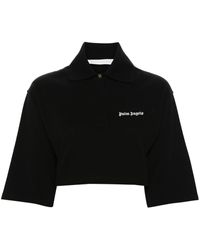 Palm Angels - Cropped Polo Shirt With Logo - Lyst