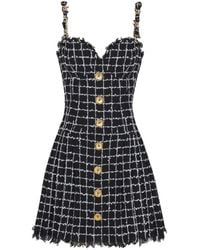 Balmain - Tweed Dress With Chain - Lyst