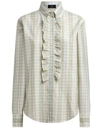 Etro - Cotton Shirt With Bib And Check Motif - Lyst