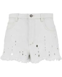 Isabel Marant - Shorts With Frayed Hem And Cutouts - Lyst