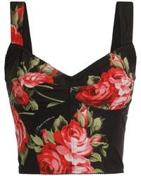 Dolce & Gabbana - Roses Bouquet Print Bustier Top - Lyst