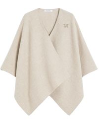 Max Mara - Short Cape With A Rectangular Design, Can Be Worn Closed With A Brooch Or Open With A Maxi Lapel - Lyst
