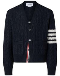 Thom Browne - Merino-Wool 4-Bar Intarsia Anchor Cardigan - Lyst