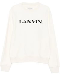 Lanvin - Cotton Sweatshirt With Embroidered Logo - Lyst