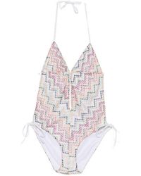 Missoni - Halterneck Swimsuit With Zigzag Knit - Lyst