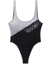 Versace - Embroidered Logo One-Piece Swimsuit - Lyst