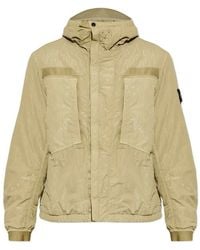 Stone Island - Hooded Jacket With Brand Logo Patch - Lyst