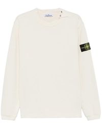 Stone Island - Button-Detail Sweater With Logo Patch On The Shoulder - Lyst