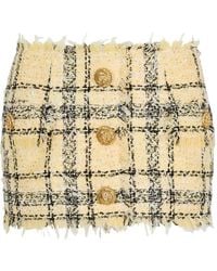 Balmain - Tweed Skirt With Buttons - Lyst