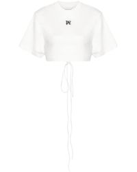 Palm Angels - T-Shirt Crop Con Ricamo - Lyst