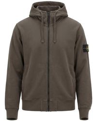 Stone Island - Oversized Organic Cotton Fleece Zip-Up Hoodie With Pockets - Lyst
