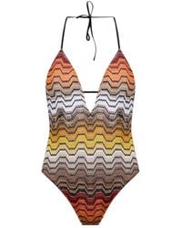 Missoni - Halter-Neck Swimsuit With Zigzag Pattern - Lyst
